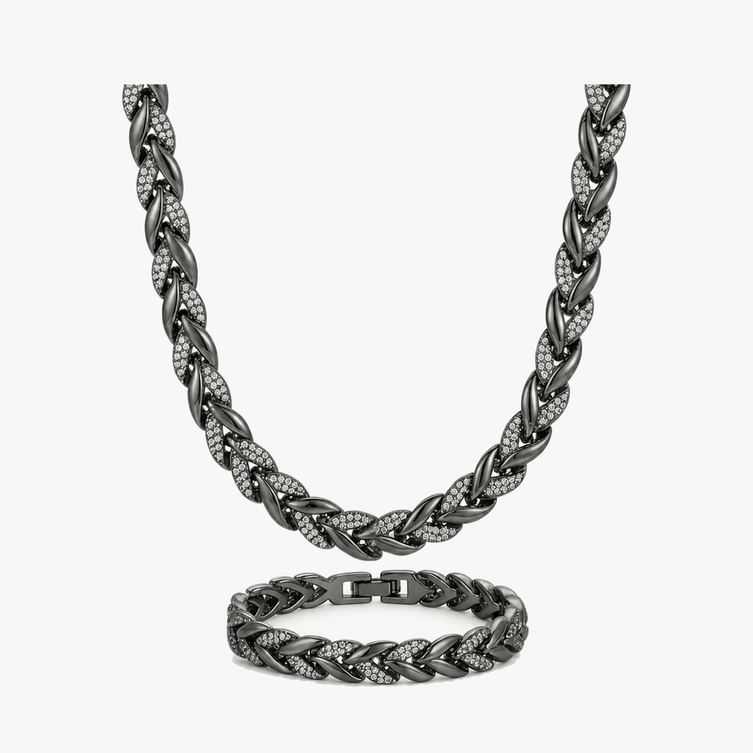 Lumara – Sparkling Leaf Link Necklace and Bracelet Set