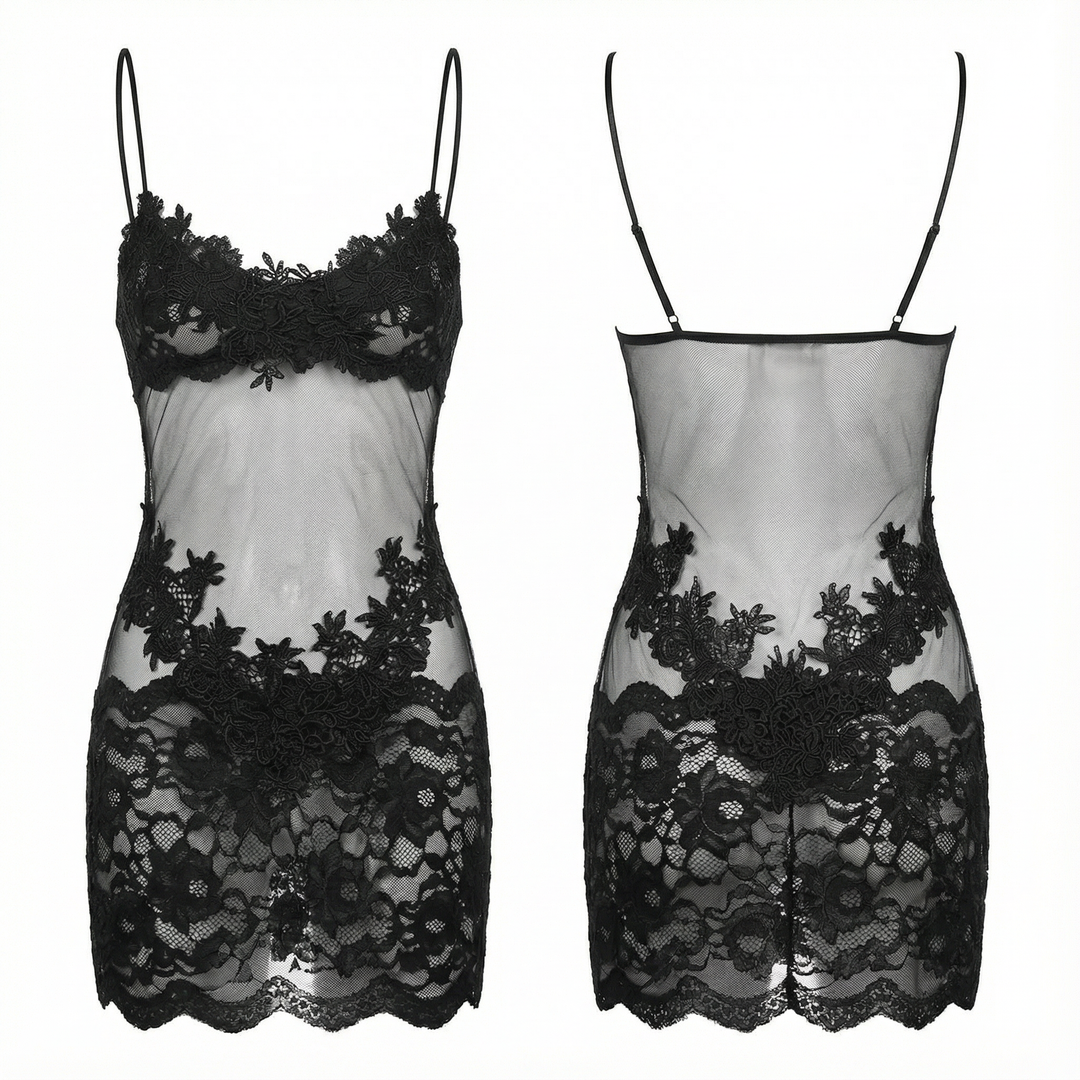 Velaire - Women's Sheer Embroidered Lace Slip Dress