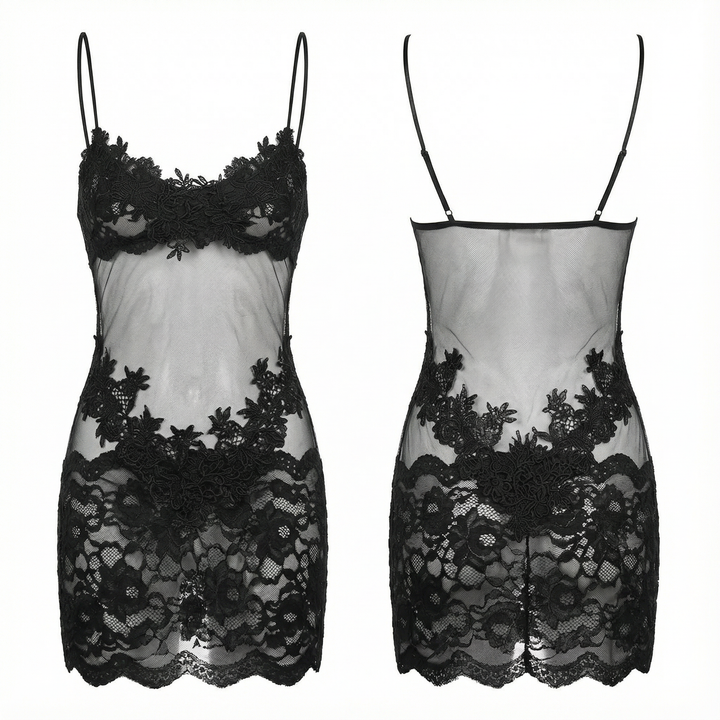 Velaire - Women's Sheer Embroidered Lace Slip Dress
