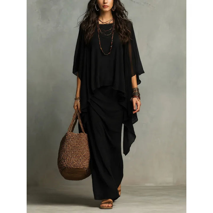 Rosaline | Women's Dress with Overlay and Draped Skirt
