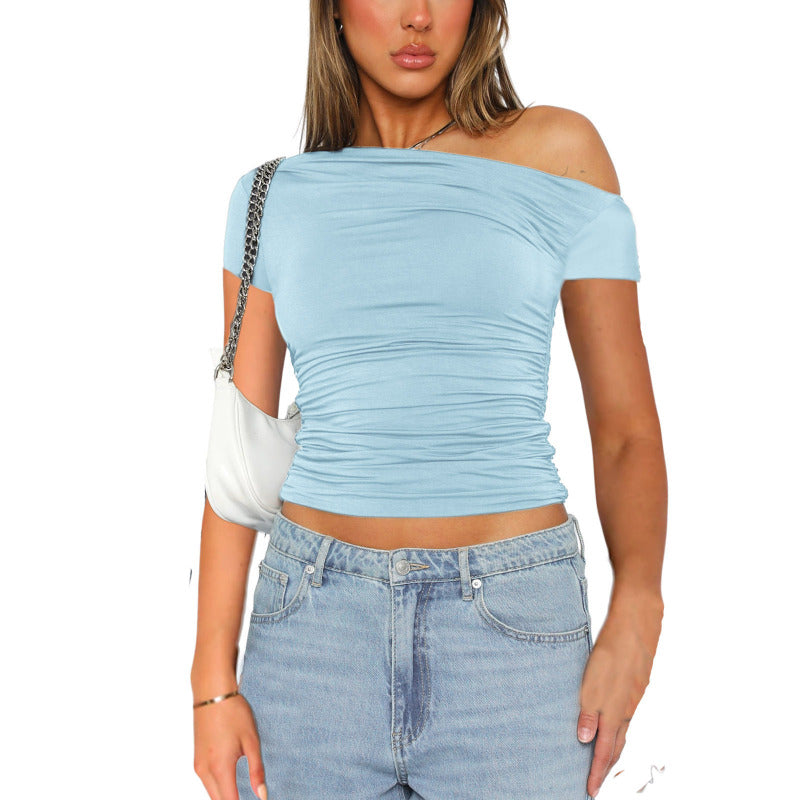 Melanie | Women's Top with Asymmetrical Neckline and Ruching