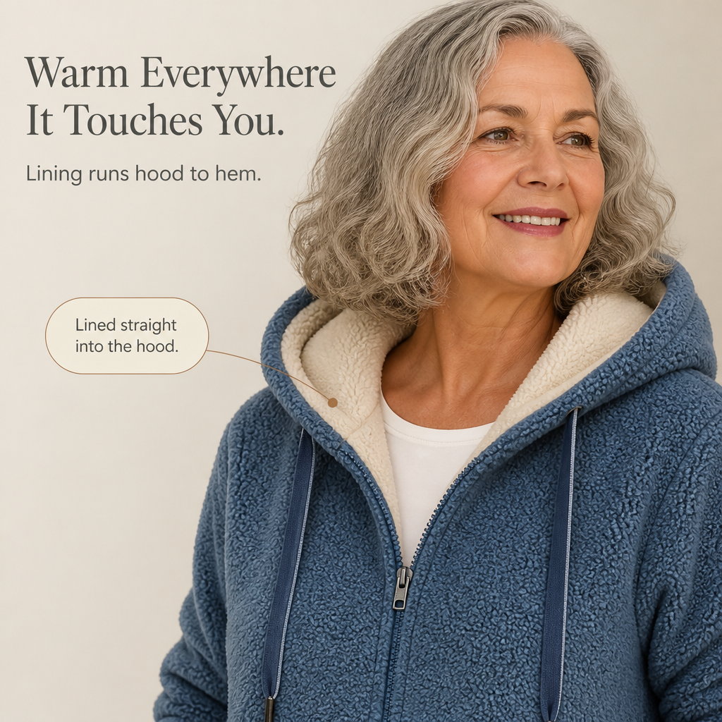 Phoebe – Full Fleece-Lined Look Hooded Zip Jacket