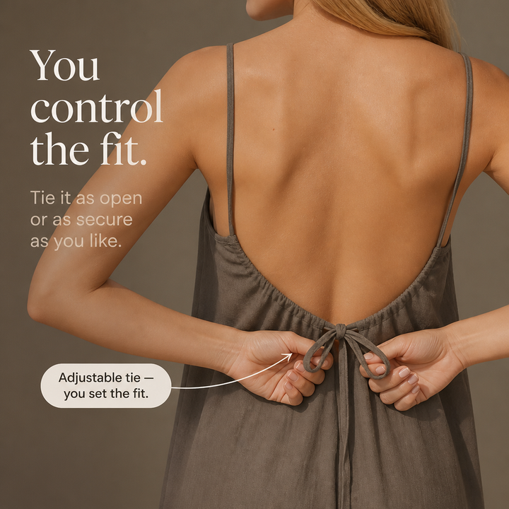 Backdrift – Backless Tie-Waist Linen Romper