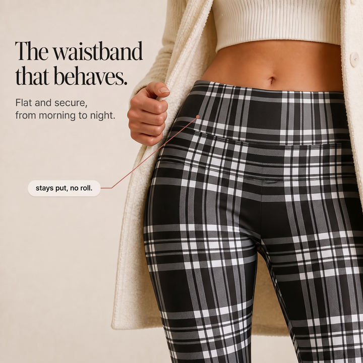 Wearbella – Plaid Brushed-Lining High-Waist Thermal Leggings