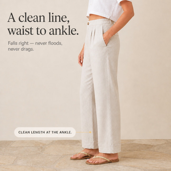 Trueline – Cotton Blend Wide Leg Trousers