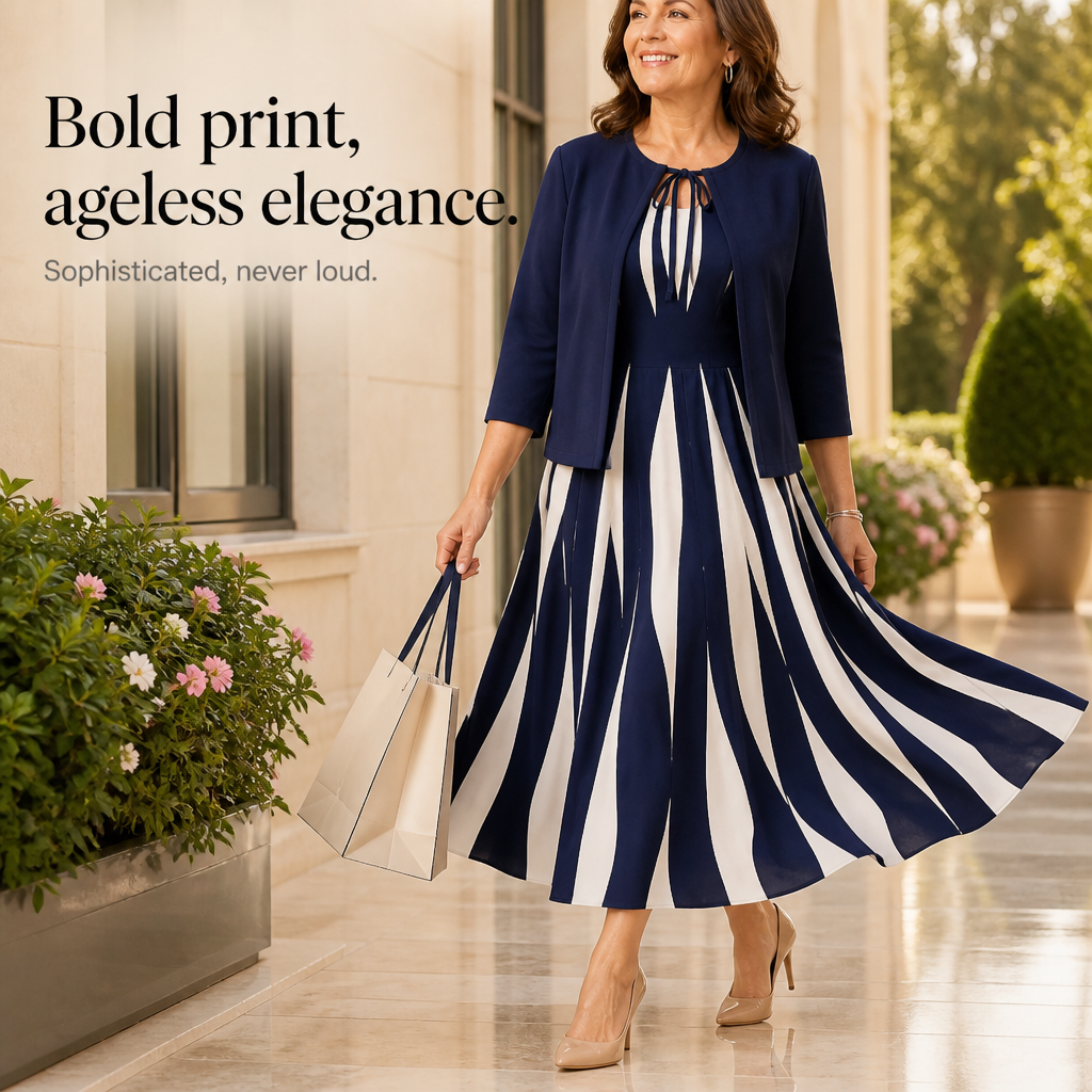 Cintura – Tie-Front Swirl Print Layered Midi Dress
