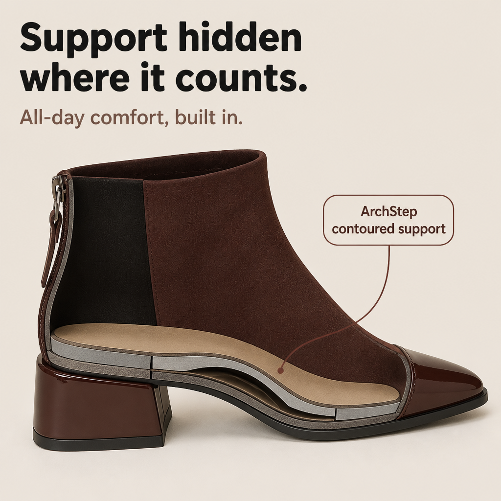 Solvera – Pointed-Toe Chunky Heel Ankle Boots
