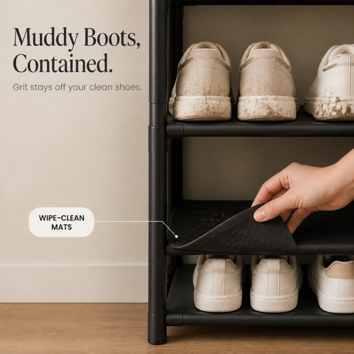 Haldrow – Tier Shoe Rack With Coat Hooks