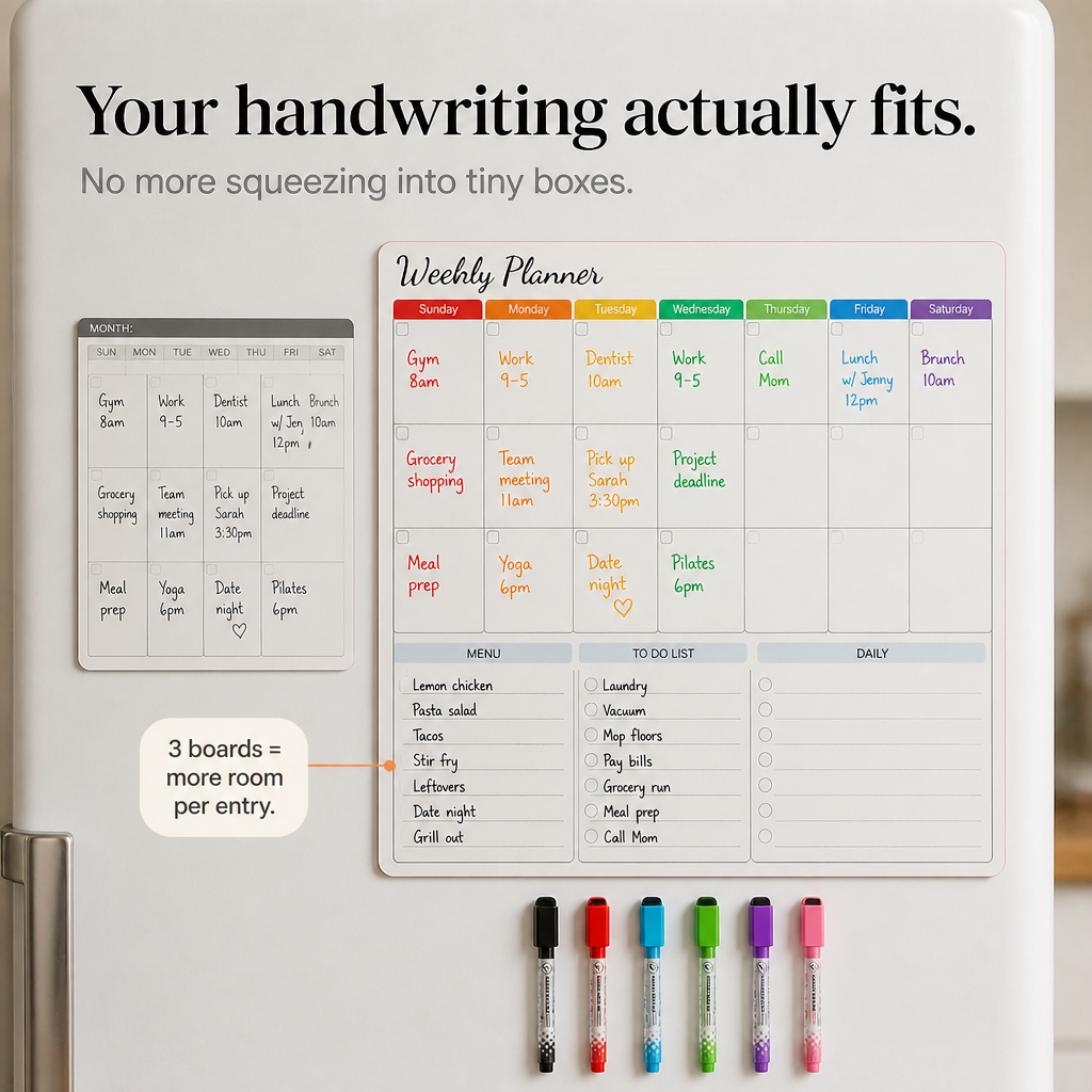 Fridgekeeper – Three-Board Magnetic Fridge Calendar Set