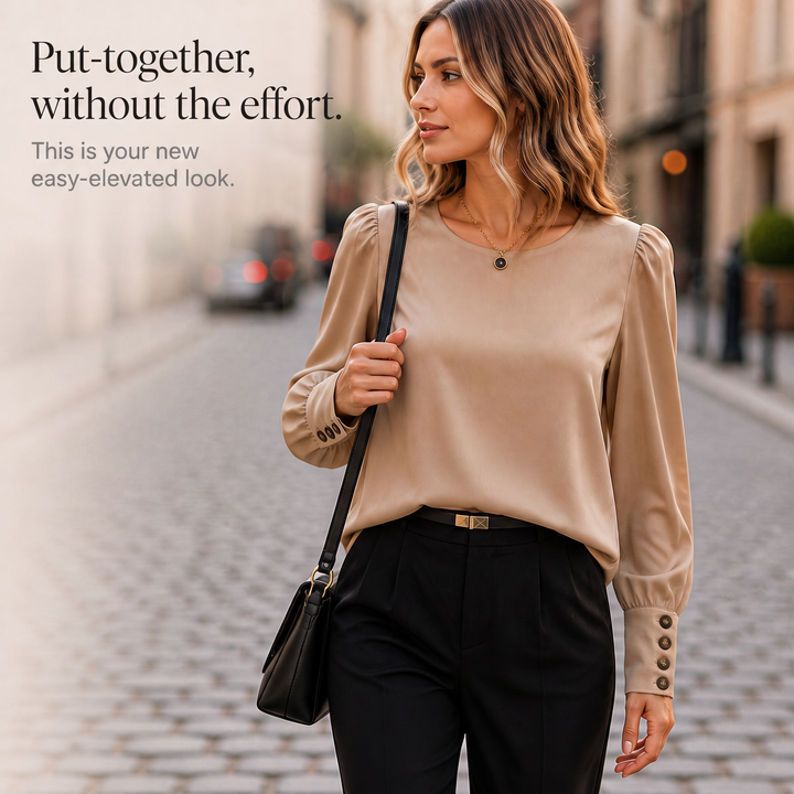 Vellara – Puff Sleeve Satin Blouse
