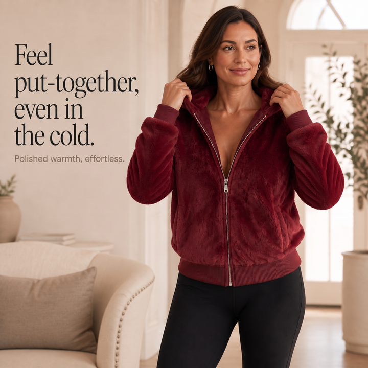Wearbella – Hooded Faux Fur Zip Jacket