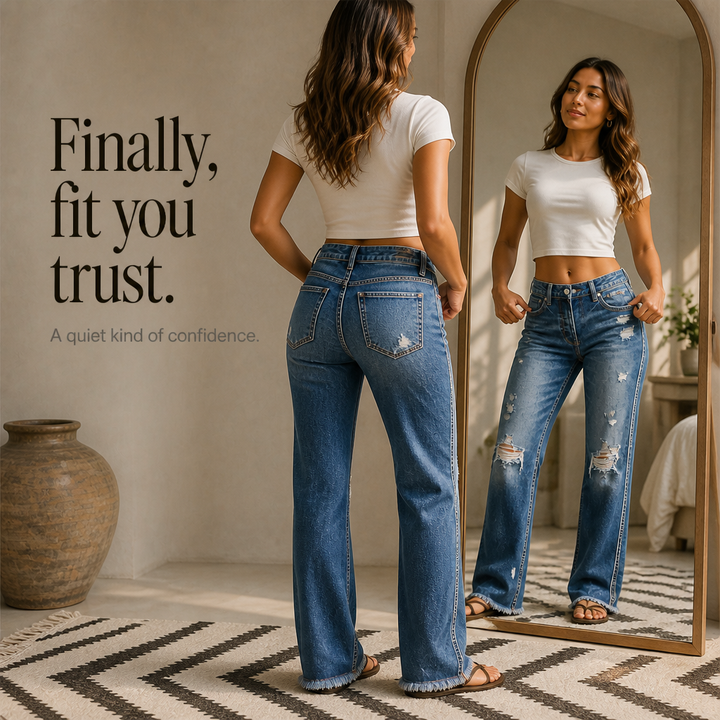 Trueline Denim – High-Rise Vertical-Seam Straight-Leg Jeans
