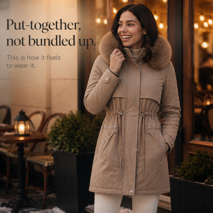 Veluxe – Fur-Trim Waist-Cinch Quilted Parka
