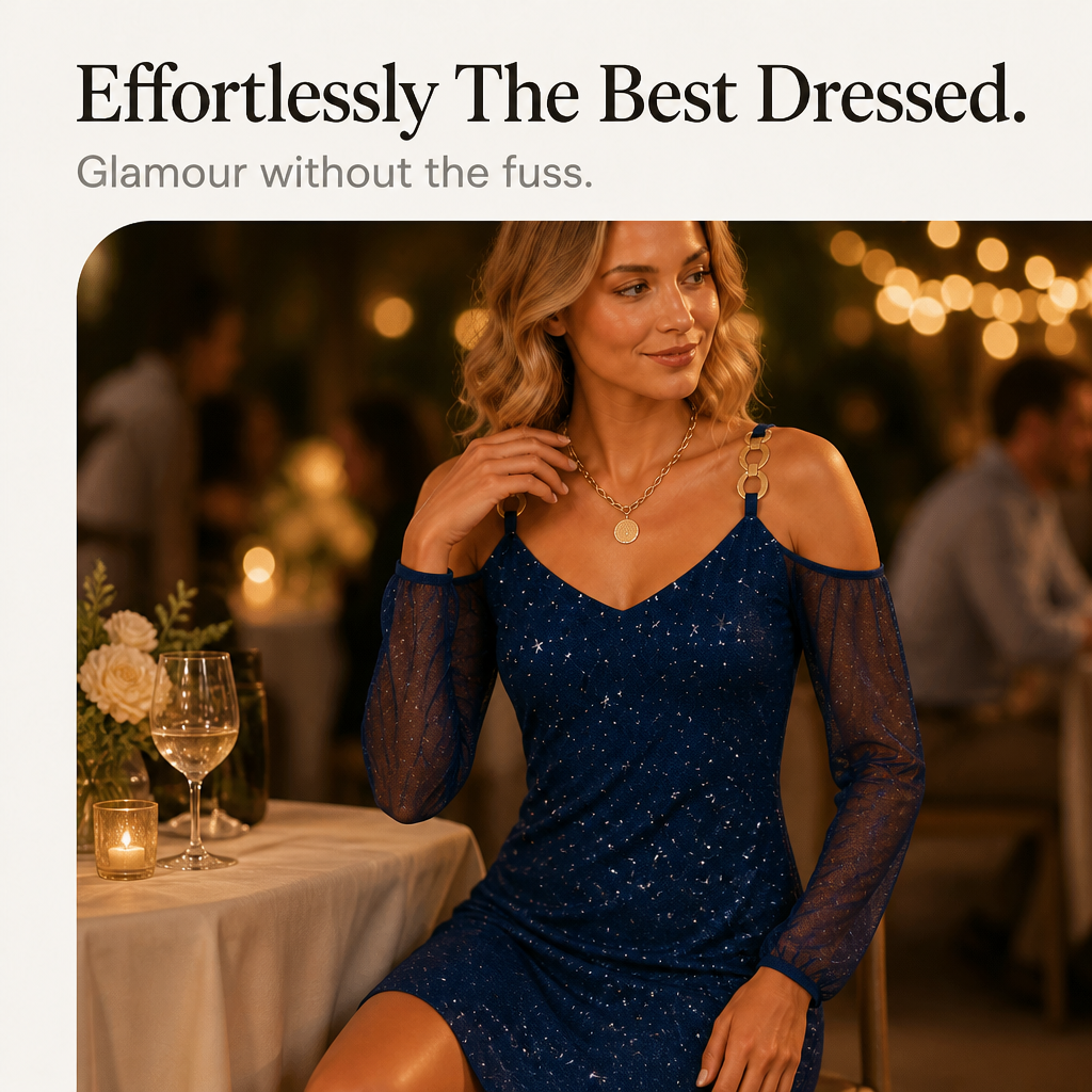 Setlace – Cold-Shoulder Chain-Ring Strap Mini Dress