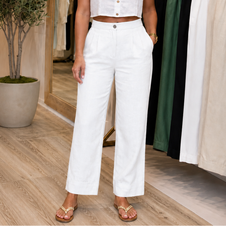 Trueline – Cotton Blend Wide Leg Trousers