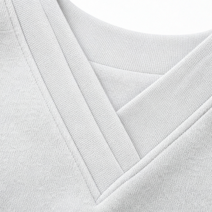 Wearbella – Pleated V-Neck Balloon Sleeve Sweatshirt