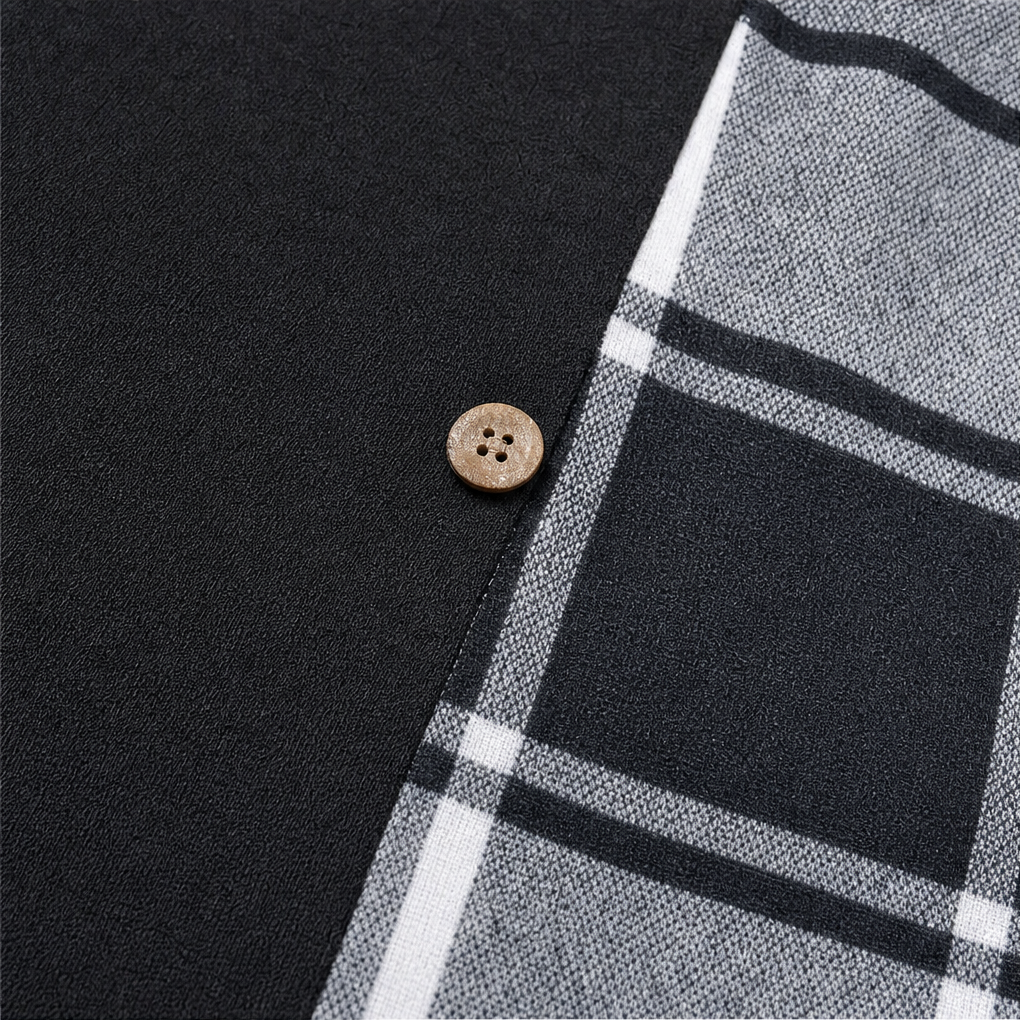 Wovelle – Plaid Patchwork Cowl Neck Midi Dress