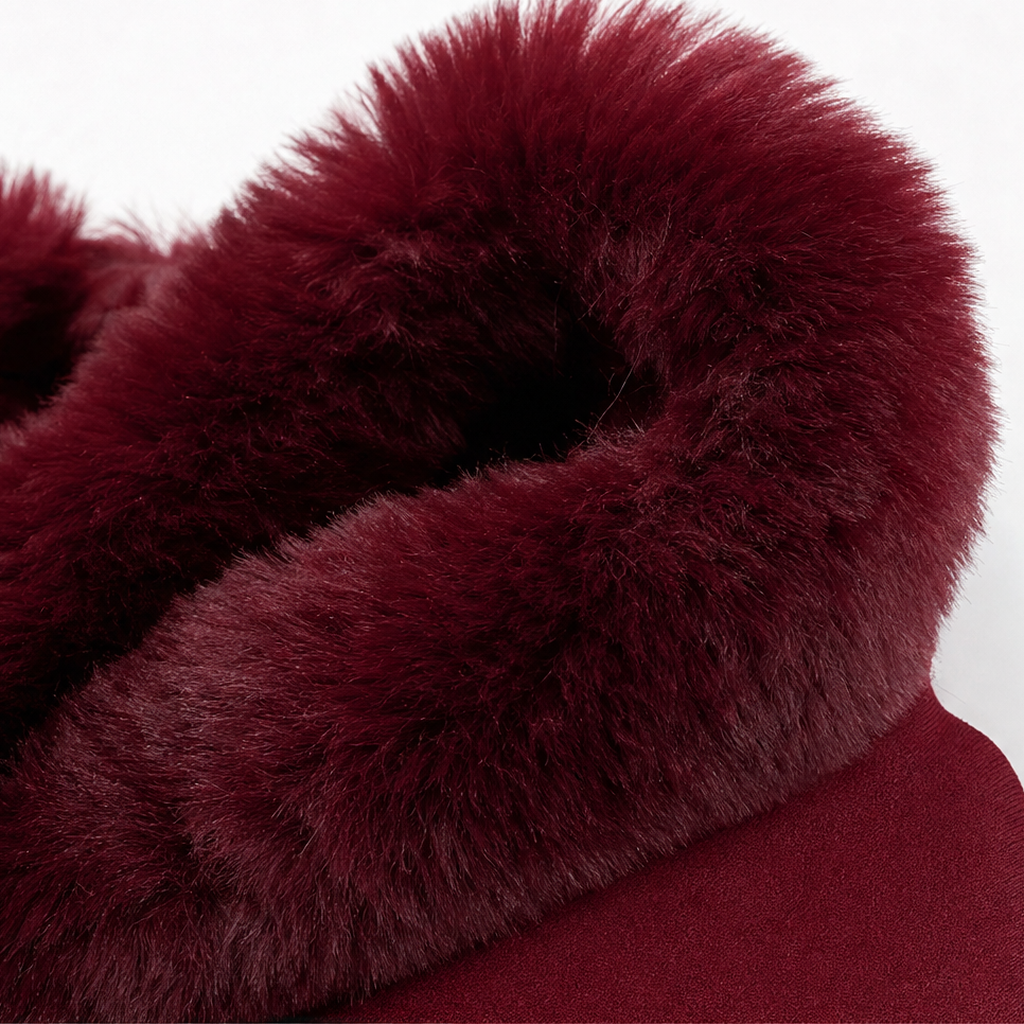 Wearbella – Fur-Trimmed Hooded Knit Cape Coat