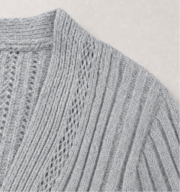 Draperie – Ribbed Open-Front Waterfall Cardigan
