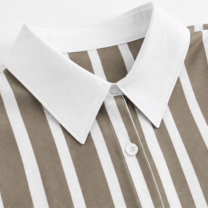Lineleigh – Striped Wide-Leg Shirt And Pants Set
