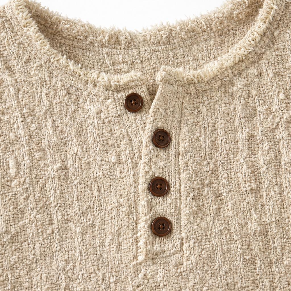 Autumbre – Chunky Knit Button Henley Sweater