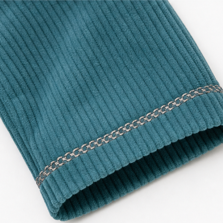 Ribvale – Open-Front Ribbed Corduroy Waist-Tab Jacket