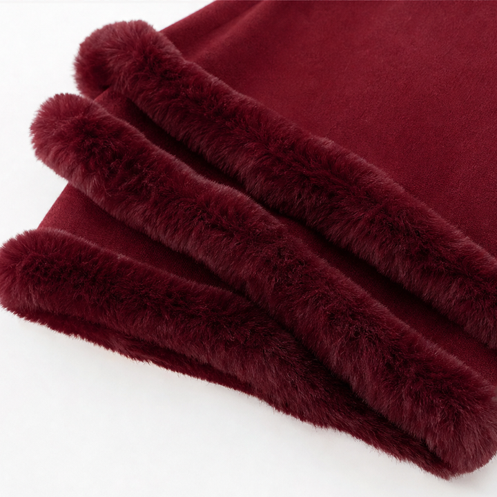 Wearbella – Fur-Trimmed Hooded Knit Cape Coat