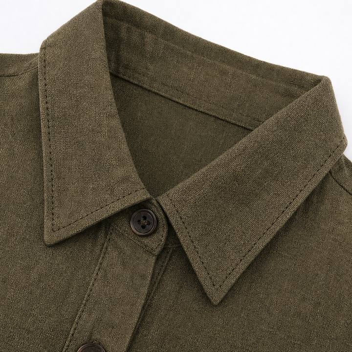 Verlana – Button-Front Lapel Collar Maxi Shirt Dress