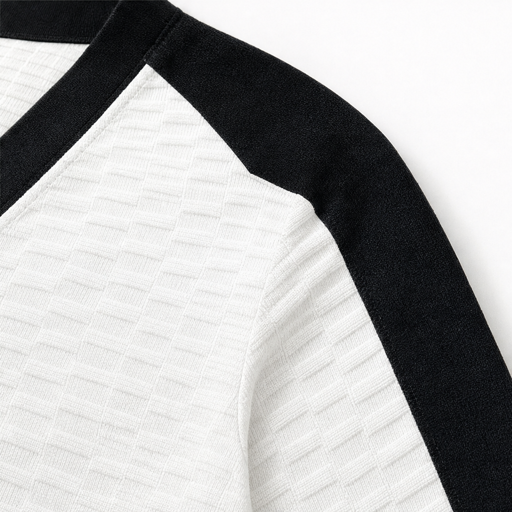 Lineblock – Color-Block Button Placket Knit Top