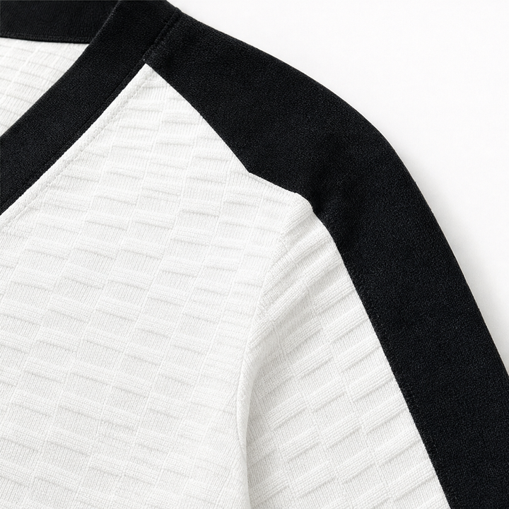 Lineblock – Color-Block Button Placket Knit Top