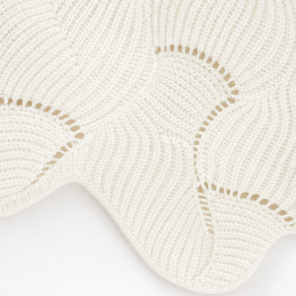 Wavelune – Openwork Wave-Knit Batwing Sweater