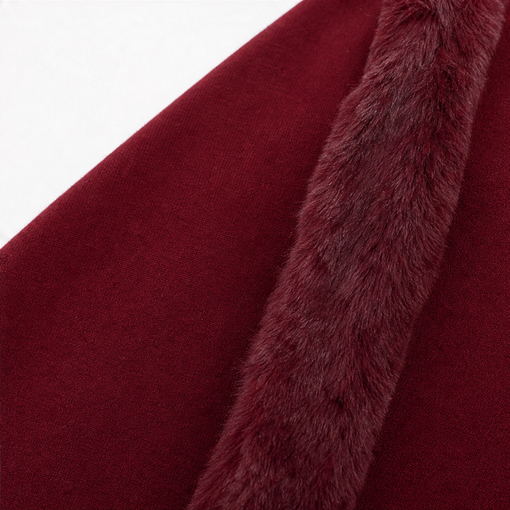 Wearbella – Fur-Trimmed Hooded Knit Cape Coat