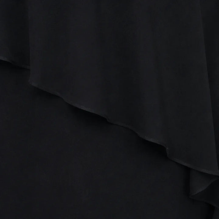 Velora – Rhinestone Look V-Neck Chiffon Like Cape Midi Dress
