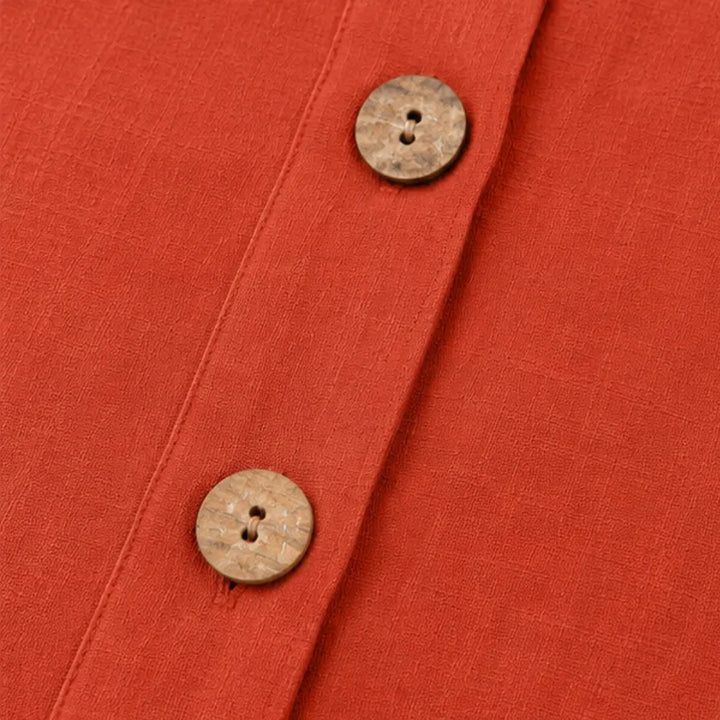 Marelle – Relaxed Fit Linen-Look Button Blouse with ¾ Sleeve