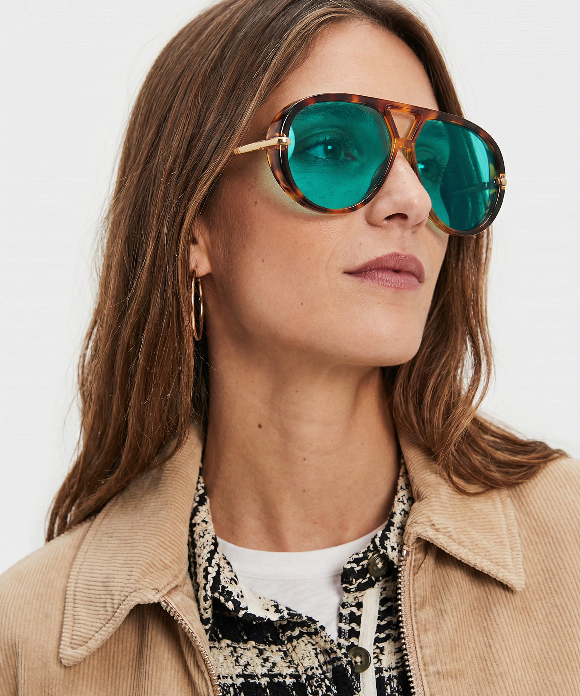 Natalie | Women's Aviator Sunglasses with Double Bridge and Metal Frame