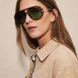 Natalie | Women's Aviator Sunglasses with Double Bridge and Metal Frame