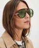 Natalie | Women's Aviator Sunglasses with Double Bridge and Metal Frame