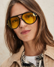 Natalie | Women's Aviator Sunglasses with Double Bridge and Metal Frame