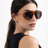 Natalie | Women's Aviator Sunglasses with Double Bridge and Metal Frame