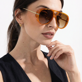 Natalie | Women's Aviator Sunglasses with Double Bridge and Metal Frame