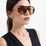 Natalie | Women's Aviator Sunglasses with Double Bridge and Metal Frame