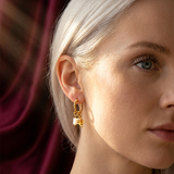 Celeste | Women's Hoop Earrings with Stone Charm and Hinged Closure