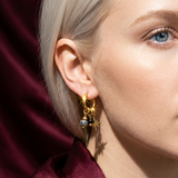 Celeste | Women's Hoop Earrings with Stone Charm and Hinged Closure
