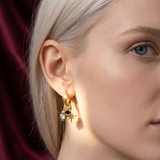 Celeste | Women's Hoop Earrings with Stone Charm and Hinged Closure