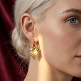 Celeste | Women's Hoop Earrings with Stone Charm and Hinged Closure