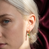 Celeste | Women's Hoop Earrings with Stone Charm and Hinged Closure