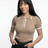 Linea | Women Polo Top With Cotton Contrast Trim