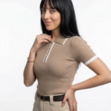 Linea | Women Polo Top With Cotton Contrast Trim