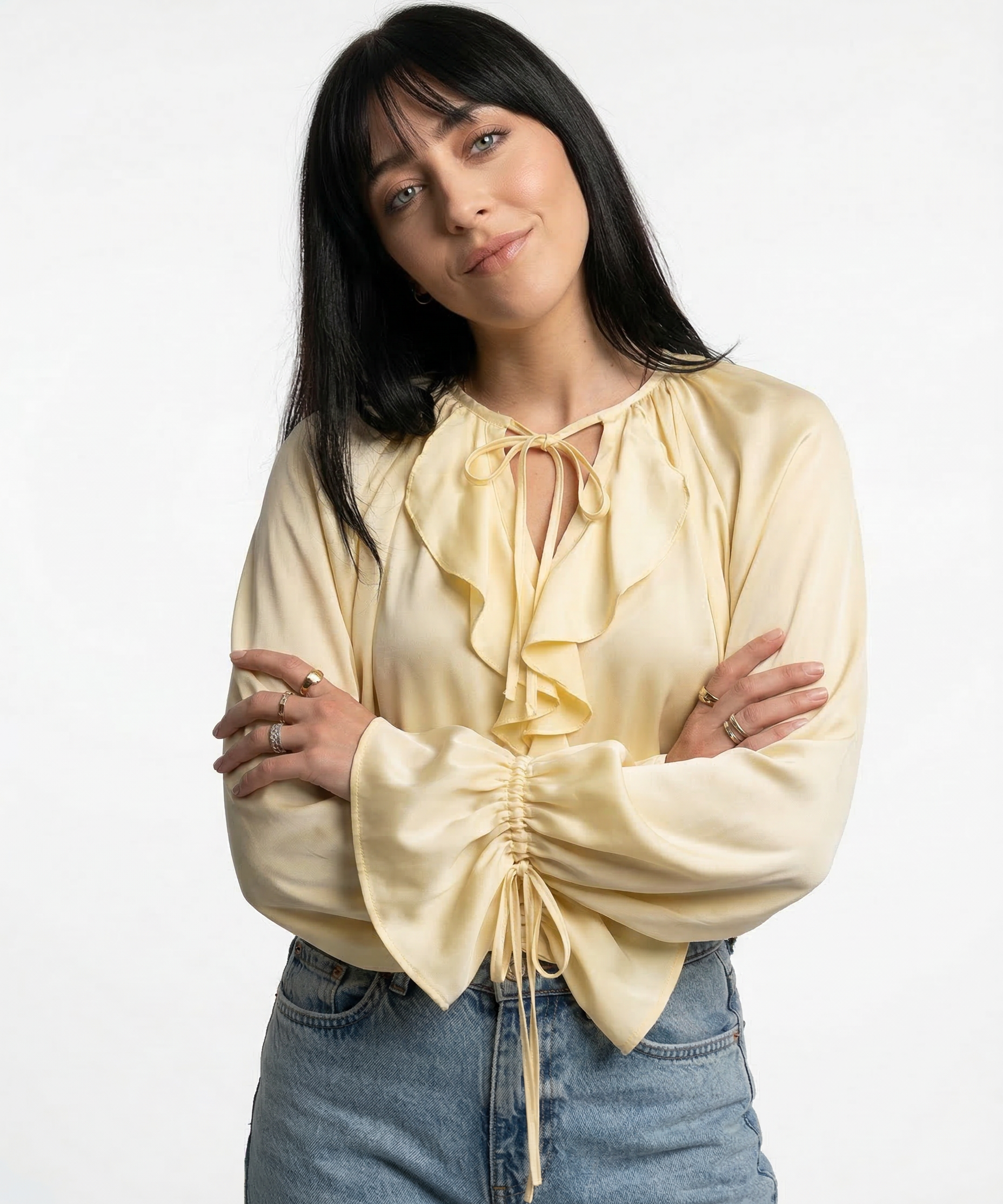 Liora | Women Blouse With Drawstring Sleeve Detail