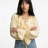 Liora | Women Blouse With Drawstring Sleeve Detail